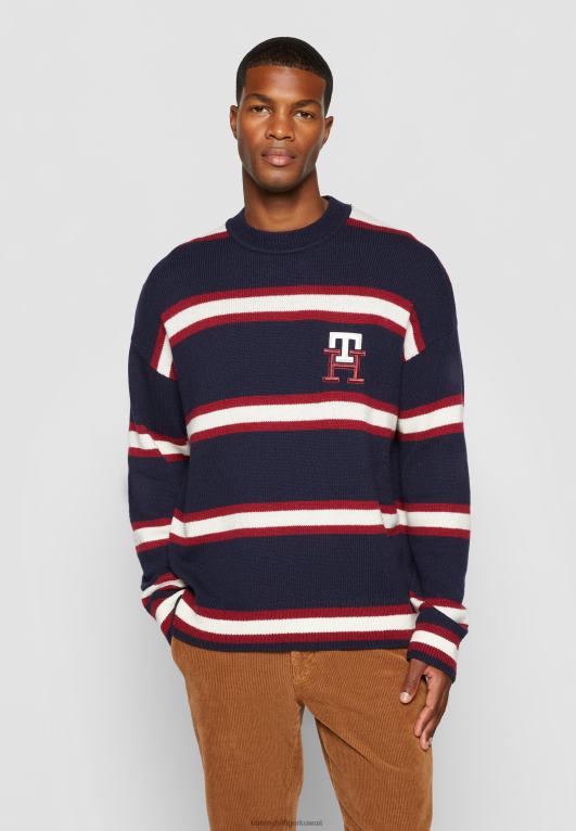 سماء الصحراء Tommy Hilfiger كنزة برقبة دائرية ومونوغرام 446444851