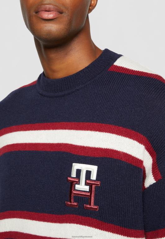 سماء الصحراء Tommy Hilfiger كنزة برقبة دائرية ومونوغرام 446444851