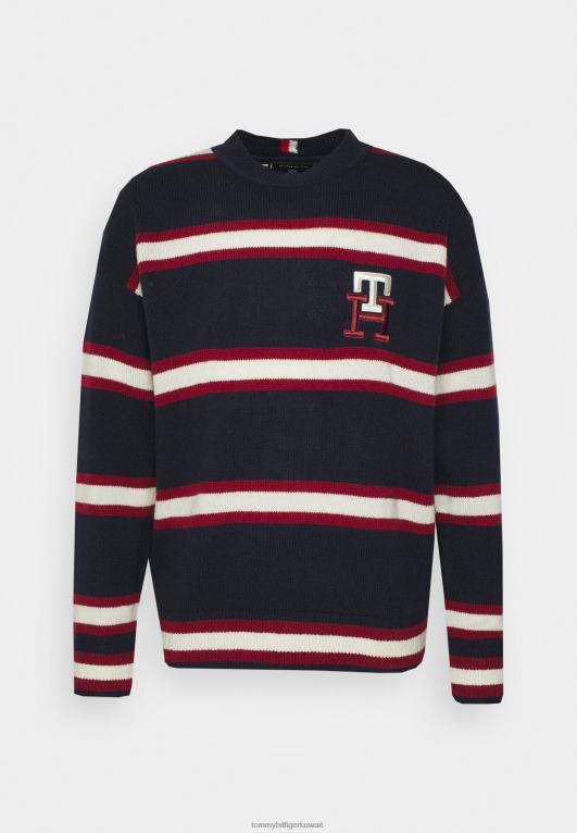 سماء الصحراء Tommy Hilfiger كنزة برقبة دائرية ومونوغرام 446444851