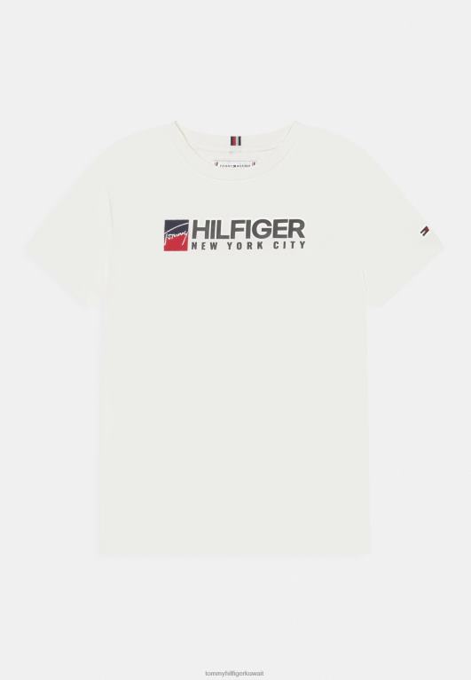 الأبيض القديم Tommy Hilfiger تي شيرت مطبوع عليه شعار للجنسين 446444856
