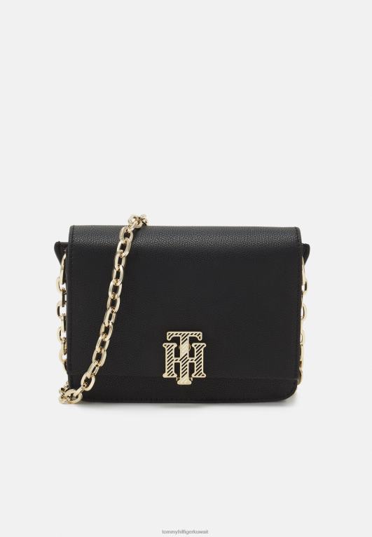 أسود Tommy Hilfiger مخطط كروس عبر حقيبة الجسم 446444942