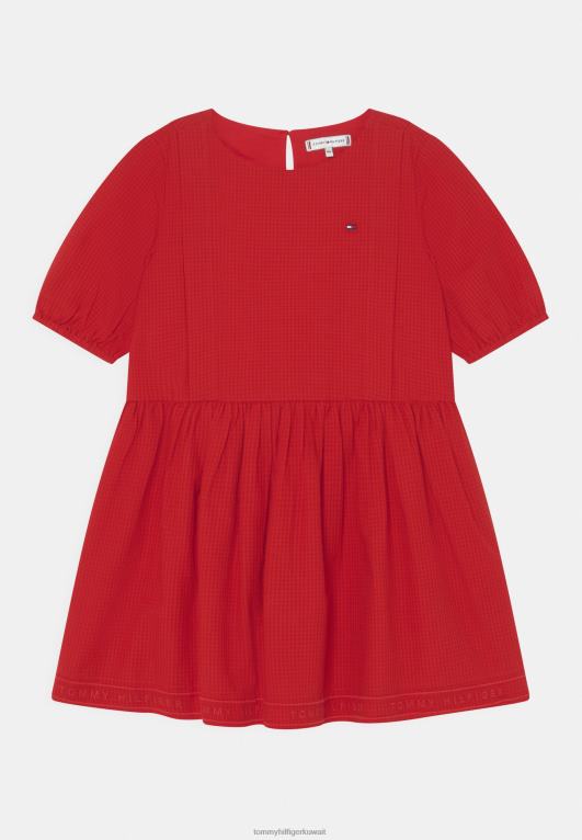 قرمزي عميق Tommy Hilfiger شبكة فستان دوبي فستان قميص 446444961