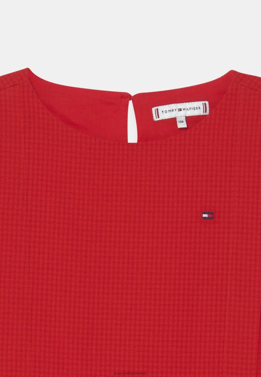 قرمزي عميق Tommy Hilfiger شبكة فستان دوبي فستان قميص 446444961
