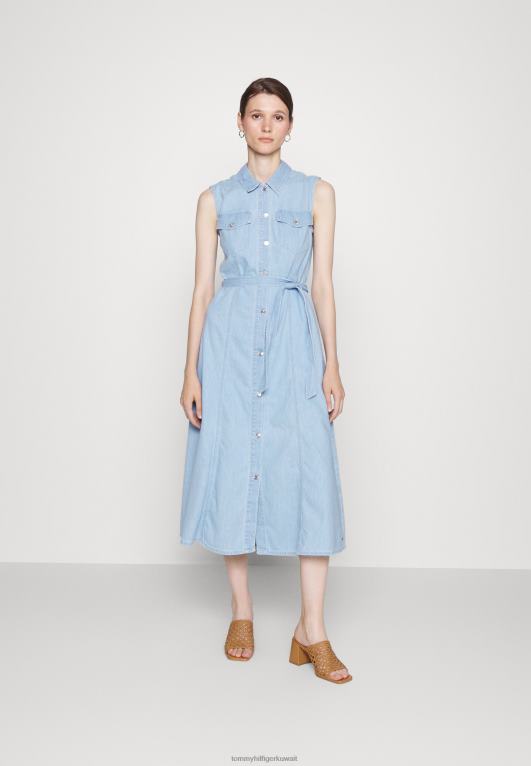 الدنيم باللون الأزرق الفاتح Tommy Hilfiger فستان جينز ميدي مناسب 446444964