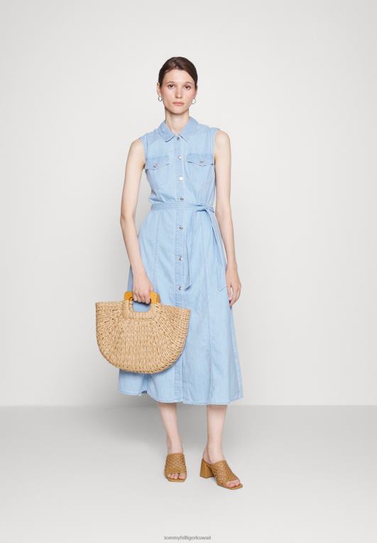 الدنيم باللون الأزرق الفاتح Tommy Hilfiger فستان جينز ميدي مناسب 446444964