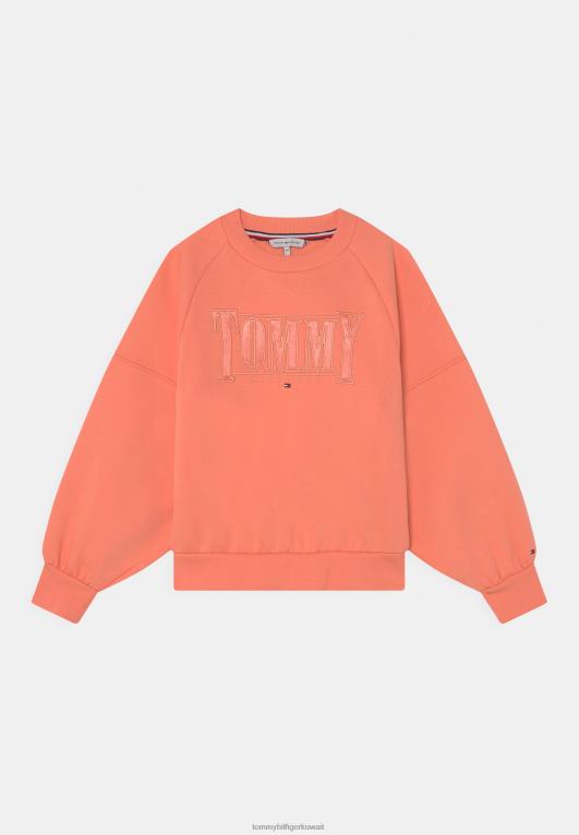 غسق الخوخ Tommy Hilfiger سويت شيرت بشعار الساتان 446444996