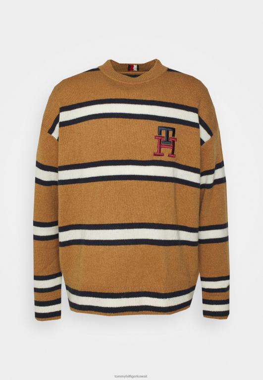 الكاكي الصحراوي Tommy Hilfiger كنزة برقبة دائرية ومونوغرام 446445020