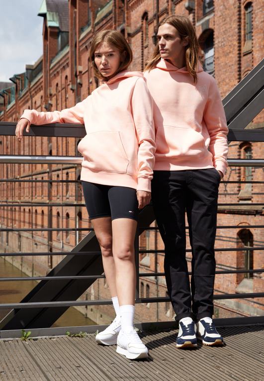 الخوخ غروب الشمس Tommy Hilfiger سويت شيرت بغطاء للرأس برسومات دائرية للجنسين 446445026