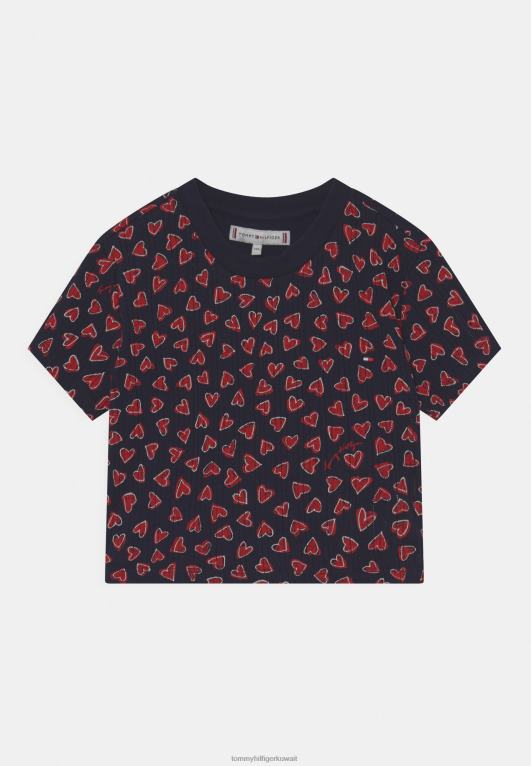 أزرق غامق Tommy Hilfiger تي شيرت مطبوع عليه عيد الحب 446445035