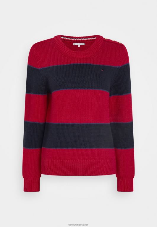 التوت الملكي Tommy Hilfiger سترة بأزرار مخططة 446445043