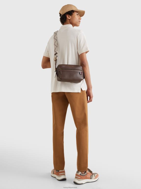 بني Tommy Hilfiger حقيبة مراسل جلدية فاخرة 44644507