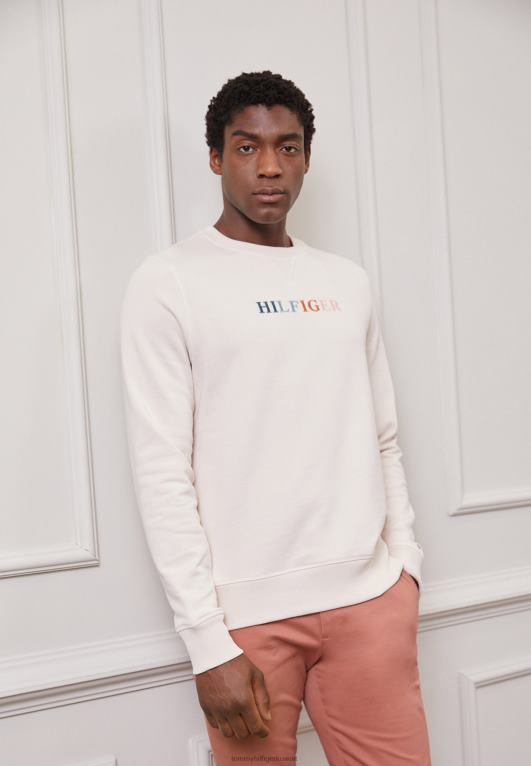 ريشة بيضاء Tommy Hilfiger سويت شيرت بياقة دائرية وخياطة متباينة 446445093