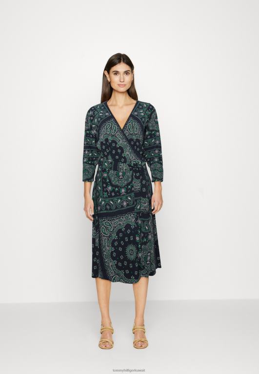 سماء الصحراء Tommy Hilfiger فستان باندانا ملفوف على الركبة فستان نهاري 446445095