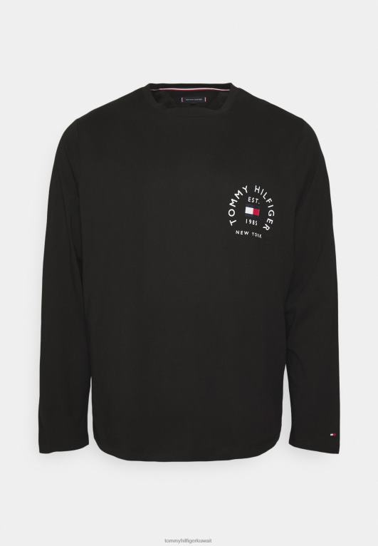 أسود Tommy Hilfiger تيشيرت بقوس العلم وأكمام طويلة 446445151