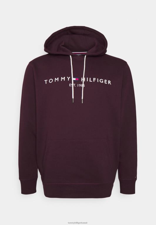 بورجوندي العميق Tommy Hilfiger شعار هوديي البلوز 446445189