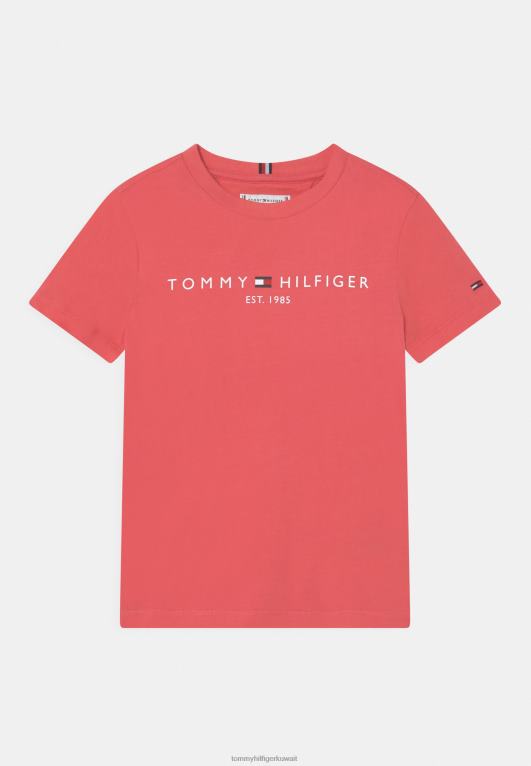 لون القرنفل Tommy Hilfiger تي شيرت أساسي بطبعة للجنسين 446445195