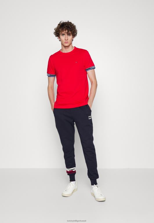 الأحمر الأساسي Tommy Hilfiger تي شيرت مطبوع عليه أساور أكمام 446445235