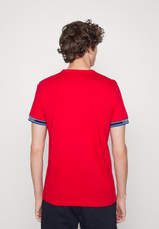 الأحمر الأساسي Tommy Hilfiger تي شيرت مطبوع عليه أساور أكمام 446445235