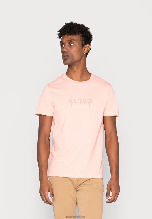 الخوخ غروب الشمس Tommy Hilfiger تي شيرت بطبعة علم خطي 446445245