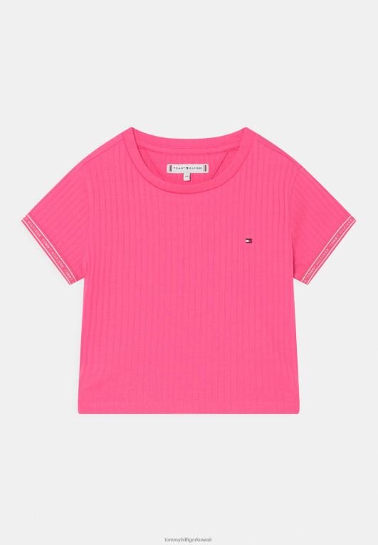 التنبيه الوردي Tommy Hilfiger تي شيرت أساسي بشريط 446445267