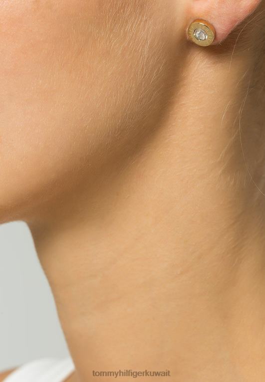 ذهبية اللون Tommy Hilfiger الأقراط التوقيع الكلاسيكية 446445289