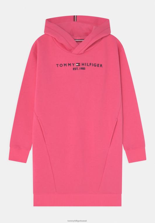 التنبيه الوردي Tommy Hilfiger فستان هوديي أساسي لباس اليوم 446445301