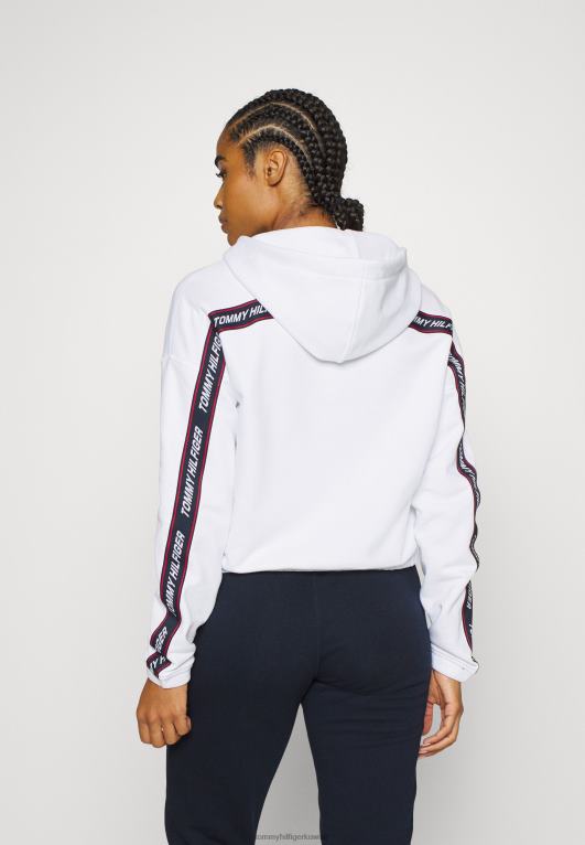 البصرية الأبيض Tommy Hilfiger سويت شيرت بشريط مريح بسحاب من خلال هوديي بسحاب 446445363