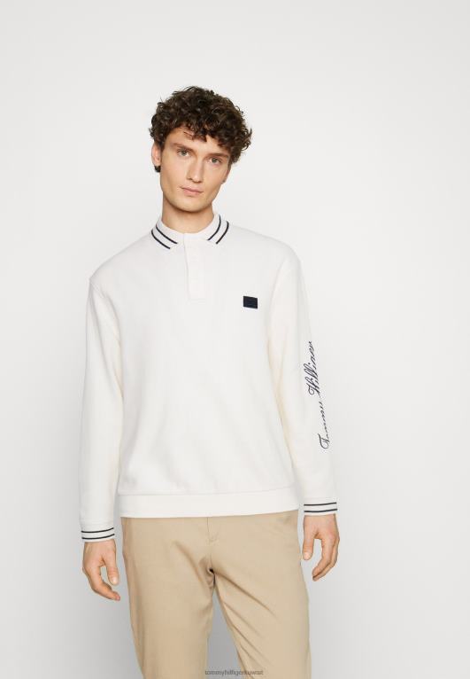 عاج Tommy Hilfiger قميص بولو كاجوال بشعار متوسط ​​الوزن 446445414