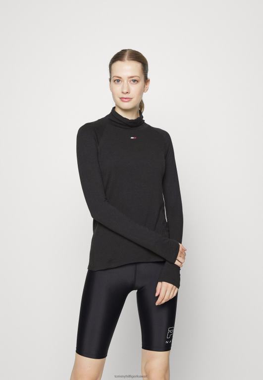 أسود Tommy Hilfiger تي شيرت عالي بأكمام طويلة 446445419