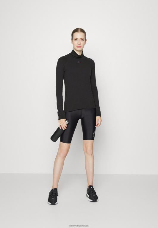 أسود Tommy Hilfiger تي شيرت عالي بأكمام طويلة 446445419