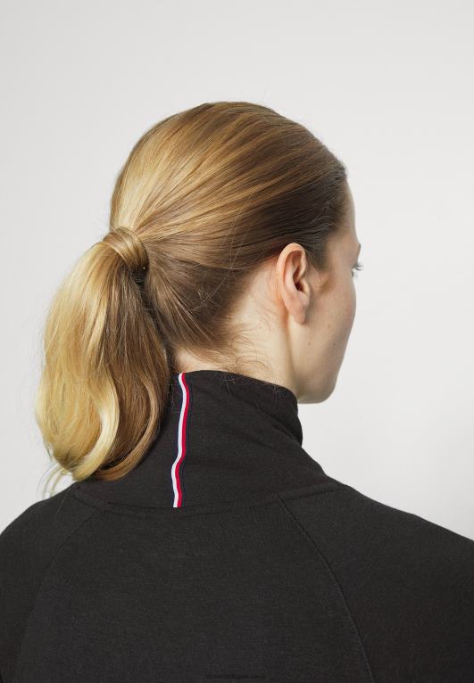 أسود Tommy Hilfiger تي شيرت عالي بأكمام طويلة 446445419