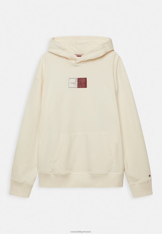 بتلة العاج Tommy Hilfiger سترة هوديي تحمل علامة العلم 446445430