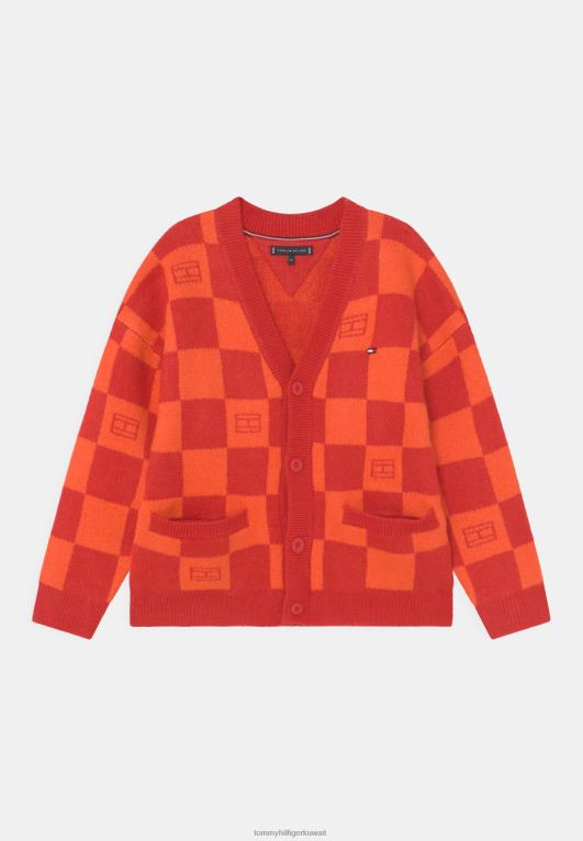 أحمر Tommy Hilfiger سترة صوفية رقعة الشطرنج 446445432