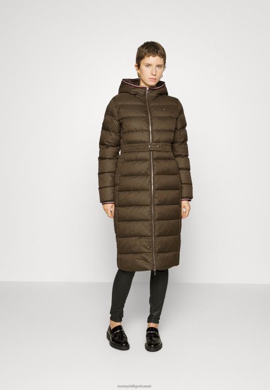 الجيش الأخضر Tommy Hilfiger معطف الشتاء ماكسي المؤنث 446445466