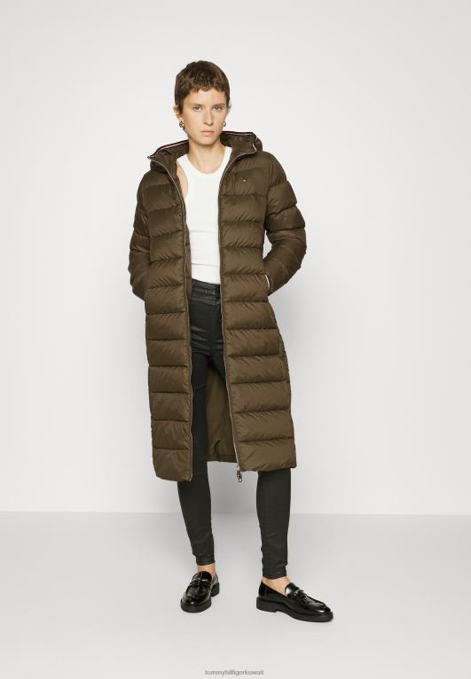 الجيش الأخضر Tommy Hilfiger معطف الشتاء ماكسي المؤنث 446445466