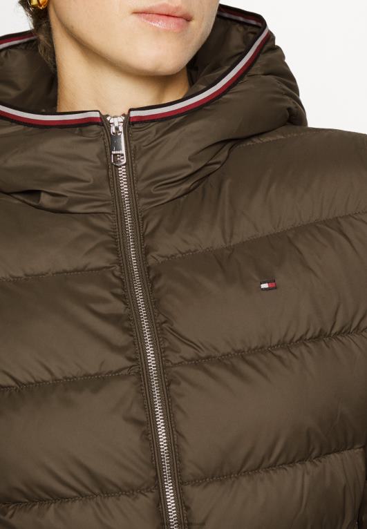 الجيش الأخضر Tommy Hilfiger معطف الشتاء ماكسي المؤنث 446445466