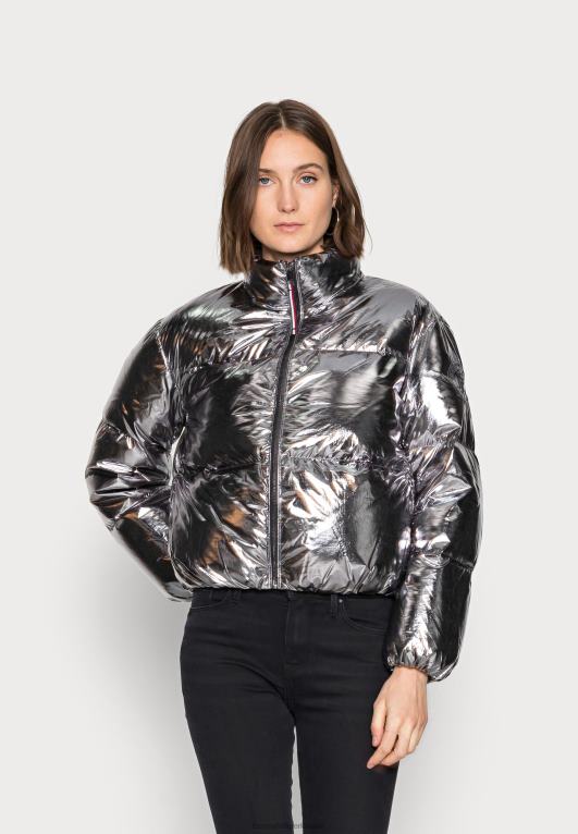 فضة Tommy Hilfiger سترة منتفخة بشعار الرقائق اللامعة 446445477