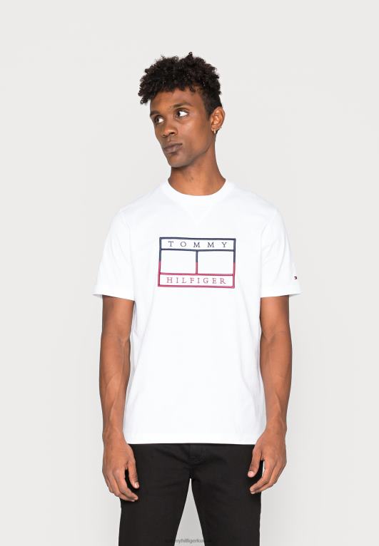 أبيض Tommy Hilfiger تي شيرت مطبوع عليه علم خطي 446445506