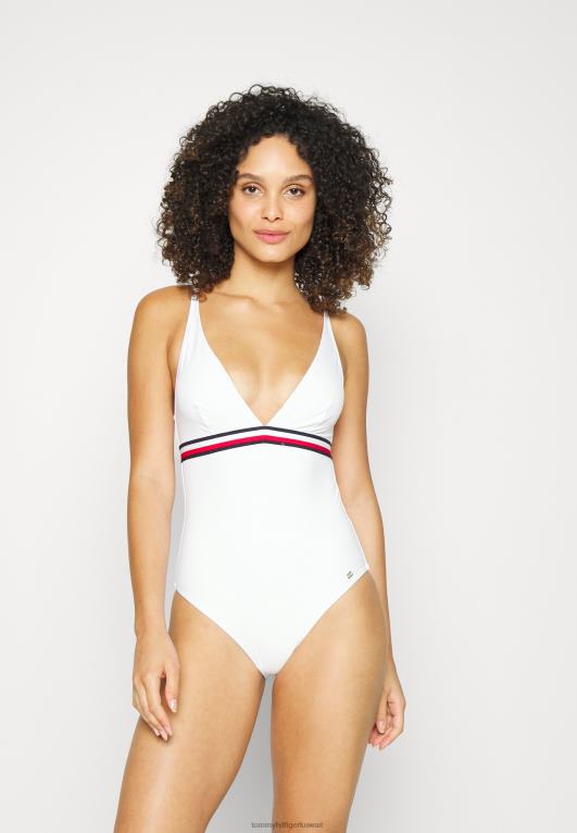 أبيض Tommy Hilfiger مثلث ملابس السباحة قطعة واحدة 446445561