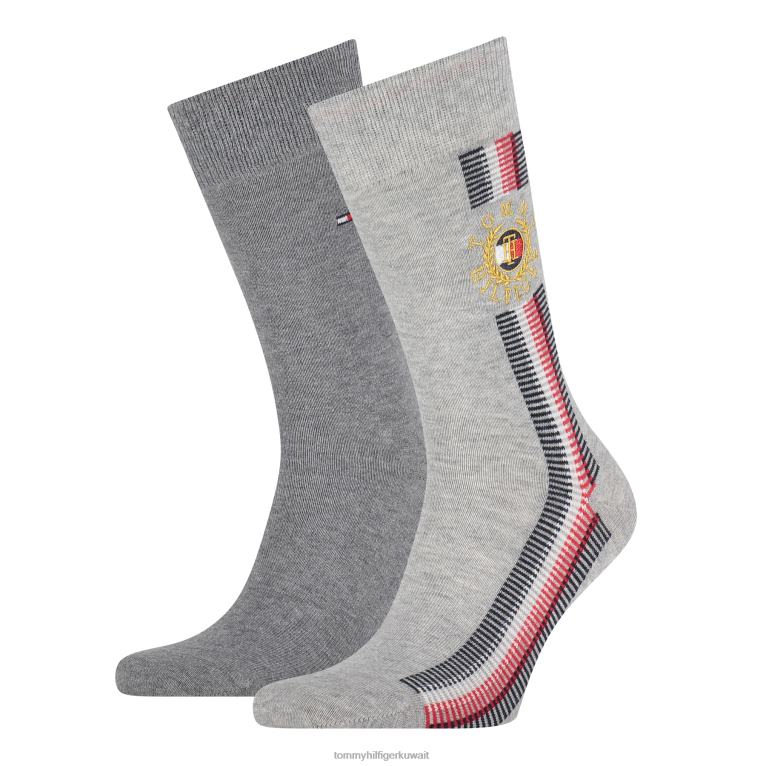 مزيج الرمادي Tommy Hilfiger عبوة من قطعتين من الجوارب ذات الشعار العالمي 44644559