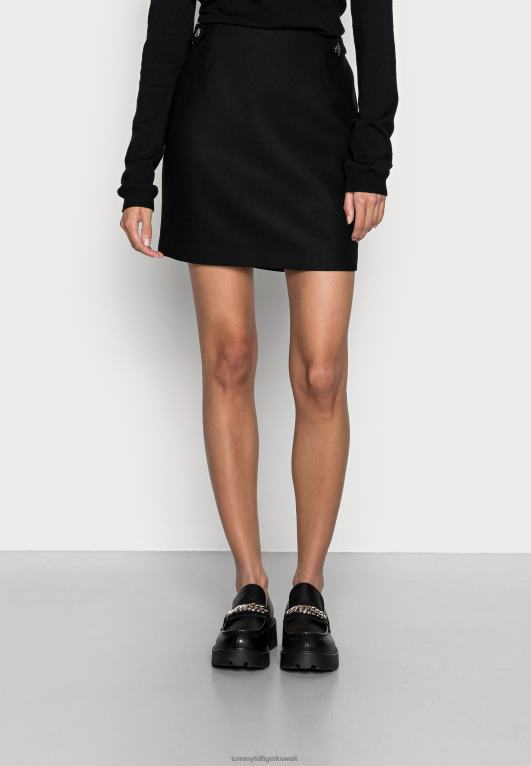 أسود Tommy Hilfiger تنورة قصيرة بأزرار مزيج 446445599