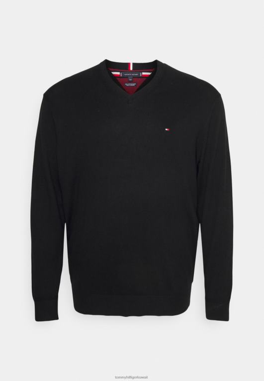 أسود Tommy Hilfiger بيما الخامس الرقبة البلوز 446445641