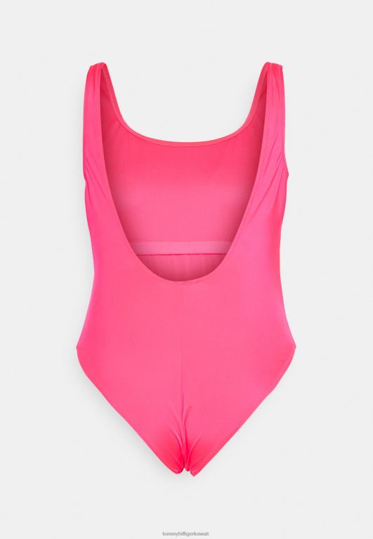الوردي المفرط Tommy Hilfiger بدلة سباحة منحنية من قطعة واحدة مغرفة للخلف 446445692