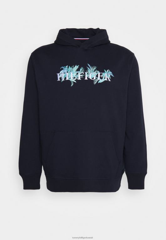 سماء الصحراء Tommy Hilfiger كنزة بغطاء للرأس مطرزة بالنخيل 446445706