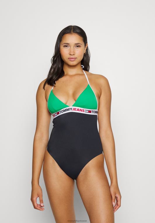 الأخضر الأساسي Tommy Hilfiger ملابس سباحة مثلثة من قطعة واحدة 446445708