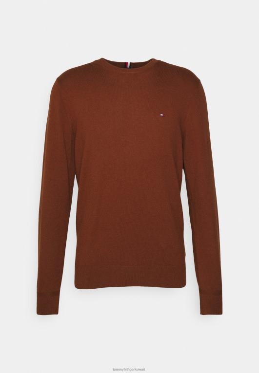 البني التراثي Tommy Hilfiger البلوز الرقبة الطاقم 446445717