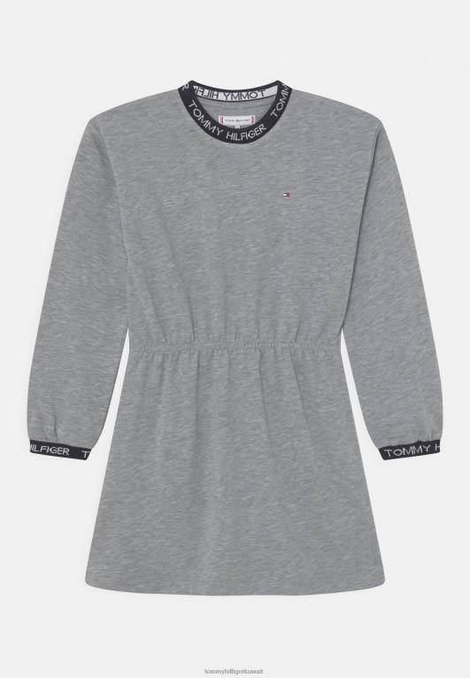 هيذر رمادي فاتح Tommy Hilfiger فستان جيرسي ذو علامة تجارية 446445751