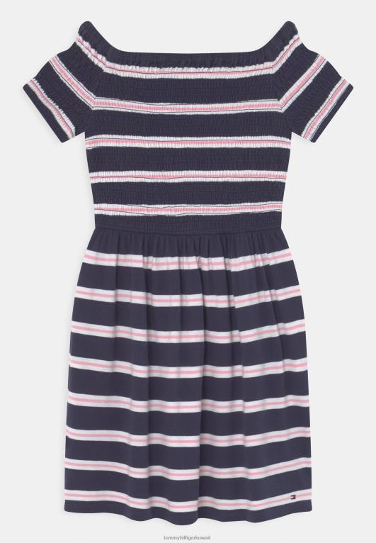 الشفق البحرية / الوردي الطازج Tommy Hilfiger فستان جيرسي مخطط مخطط، فستان جيرسي بلون الشفق البحري/الوردي الطازج 446445775