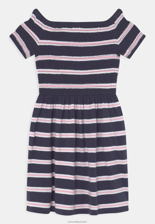 الشفق البحرية / الوردي الطازج Tommy Hilfiger فستان جيرسي مخطط مخطط، فستان جيرسي بلون الشفق البحري/الوردي الطازج 446445775