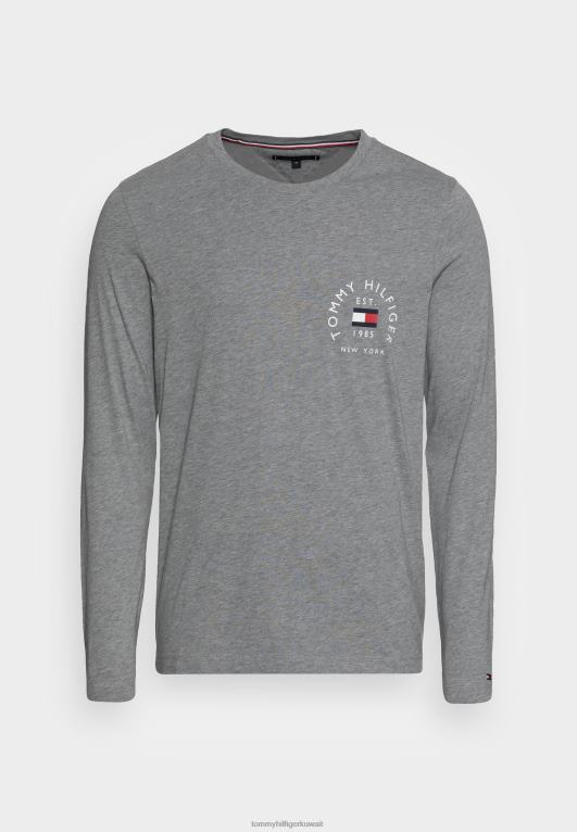رمادي غامق منقط Tommy Hilfiger تيشيرت بقوس العلم وأكمام طويلة 446445800